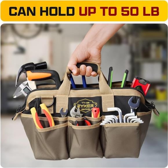 14" Tool Bag Organizer Small Tool Bag. Heavy Duty Tool Bags for Men. 22 Pocket - Picture 7 of 7